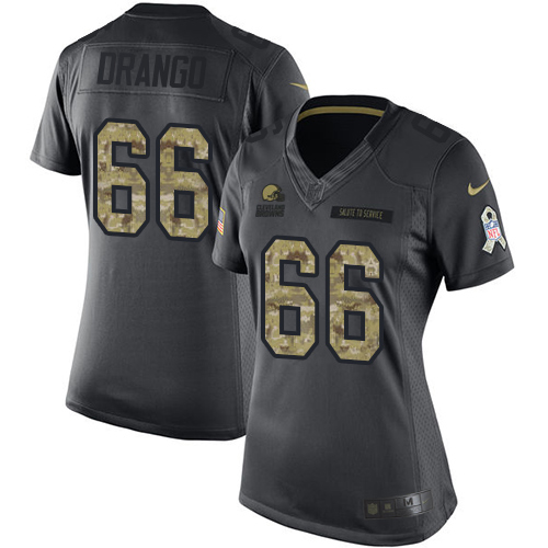 Women's Limited Spencer Drango Nike Jersey Black - #66 2016 Salute to Service NFL Cleveland Browns